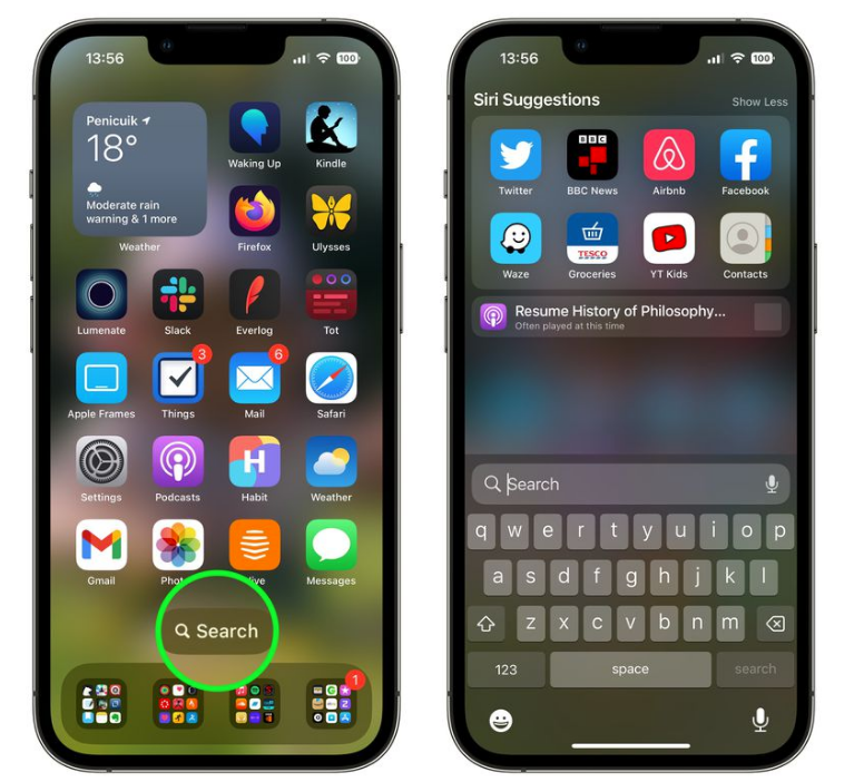 宝山苹果手机维修分享升级到 iOS 16 后，如何删除主屏幕上的搜索按钮 