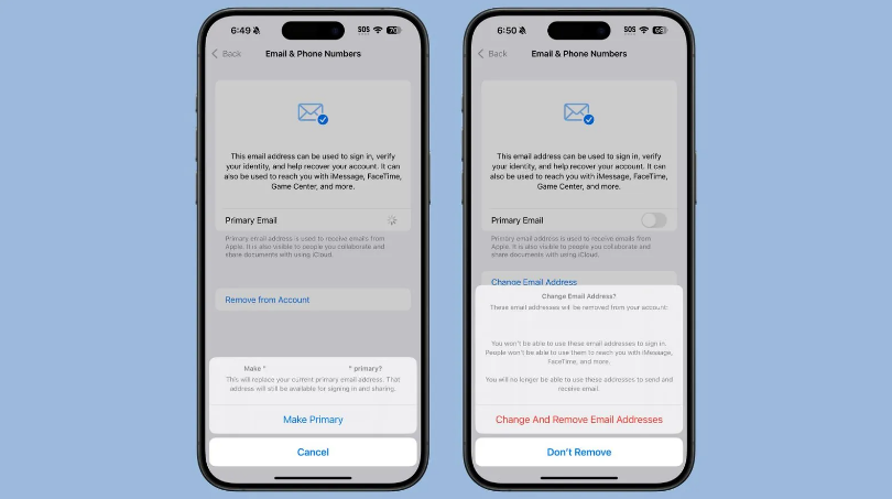 宝山苹果手机维修分享苹果 iOS 18.1 支持设置“主要”邮箱地址并更改 iCloud 邮箱 